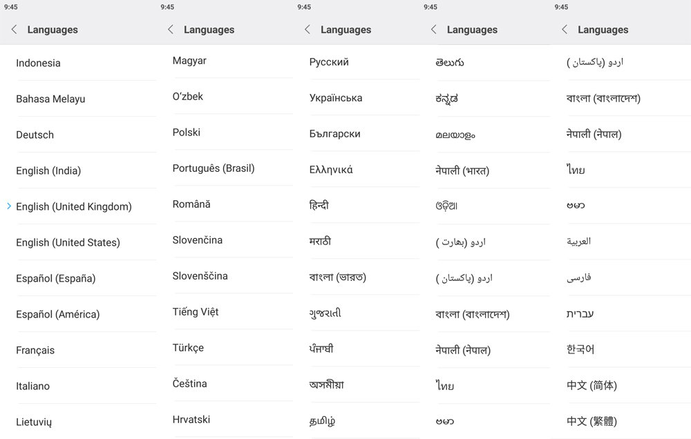 Xiaomi Mi6 Mobile Phone language